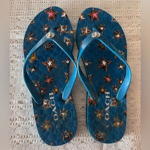 Coach Abbigail Star Denim Flip Flops